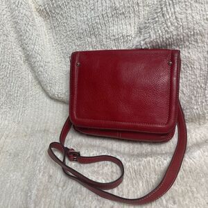 Tignanello Red Leather Crossbody Bag with silver tone hardwares.